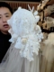 美高原创民国风复古蕾丝包头纱手工花水晶叶新娘头饰品影楼拍照