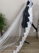 美高3米韩国纱蕾丝边长头纱新娘头饰品影楼拍照样片拍摄外景造型