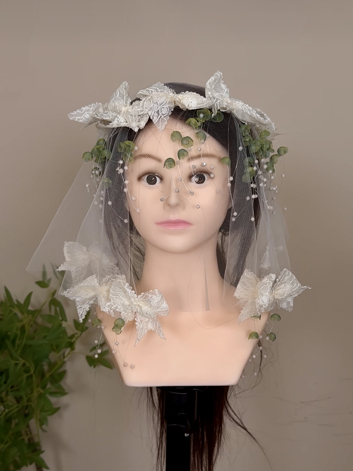 美高原创新娘复古法式头饰手工铃兰花头纱高级感甜美森系外景造型
