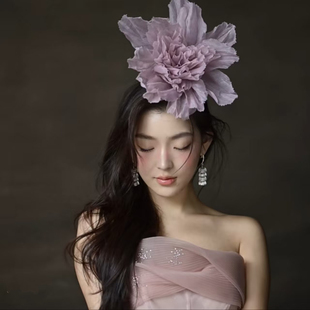 美高原创手工大花新娘头饰品影楼拍照外景拍摄写真道具旅拍造型