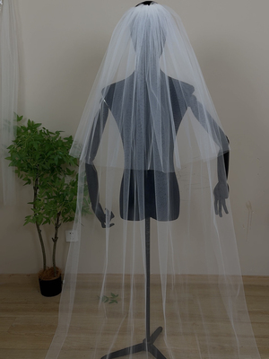 美高简约高透硬双层素纱韩国纱新娘头纱婚纱摄影拍摄样片造型跟妆