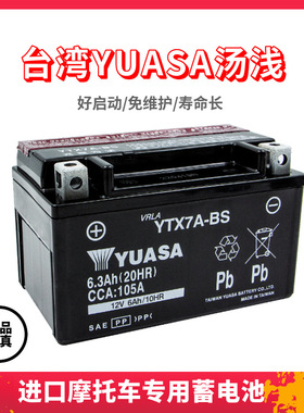 YUASA汤浅电池雅马哈凌鹰迅鹰巡鹰尚领125踏板摩托车电瓶YTX7A-BS