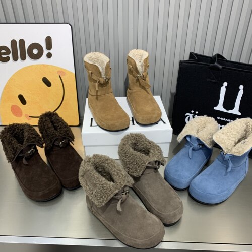 秀830-60欧洲站2026新款冬季加绒两穿保暖雪地靴女厚底棉鞋时装靴