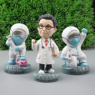 抗疫英雄医生护士志愿者树脂摆件创意家居办公桌面装饰防疫纪念品