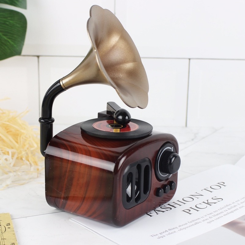 创意复古留声机模型 发条式八音盒音乐盒礼物家居摆件道具装饰品