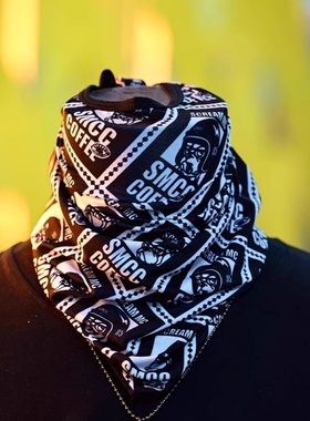 SMCC复古美式头盔户外骑行面巾 男女防风保暖防晒围脖方巾挂耳式