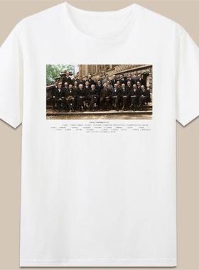 1927年索尔维会议薛定谔居里夫人爱因斯坦合影照片短袖t恤衣服潮