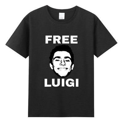 Luigi Mangione路易吉头像宽松休闲街头短袖半袖上衣服欧美T恤潮