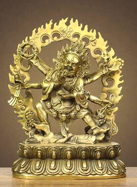 六臂玛哈嘎拉密宗财神大黑天黄铜