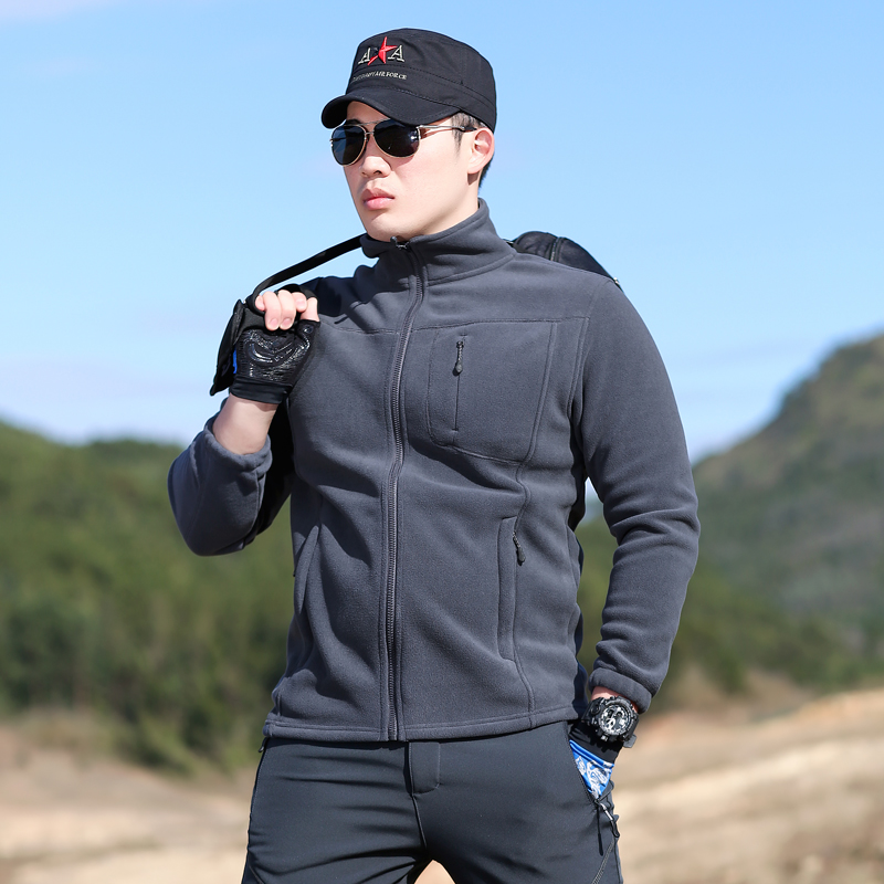 户外抓绒衣男上衣开衫外套冲锋衣内胆摇粒绒加厚保暖登山徒步秋冬