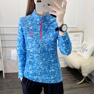 秋冬 T恤加厚保暖外套女开衫 户外时尚 迷彩抓绒衣女上衣摇粒绒长袖