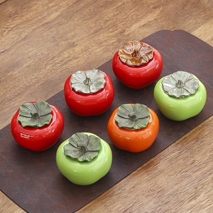 陶瓷红柿子茶叶罐事事如意茶叶礼盒小号喜糖罐公司活动乔迁伴手礼