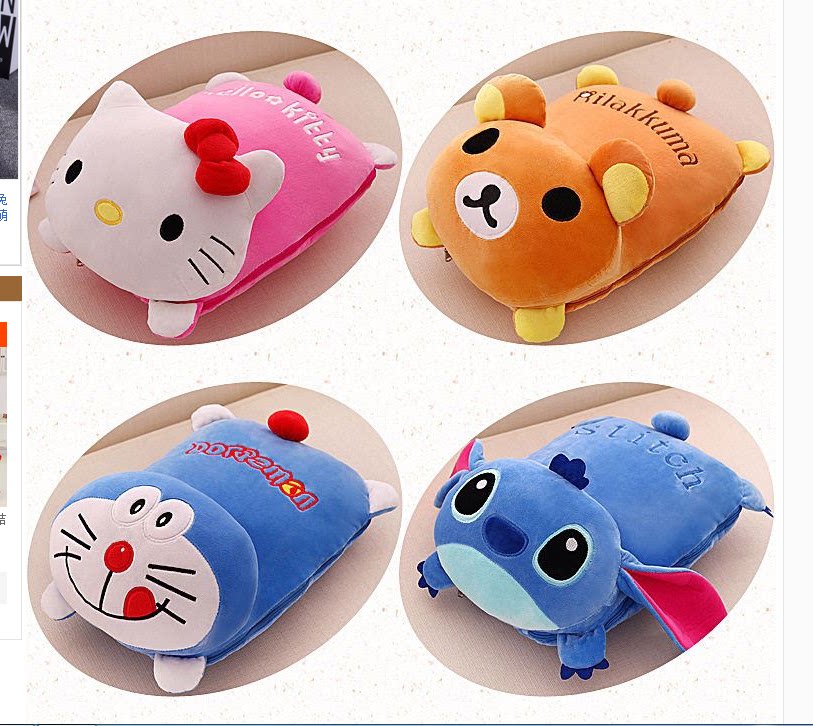 卡通两用纯棉空调被毯靠枕法兰绒童毯多功能玩具礼物抱枕