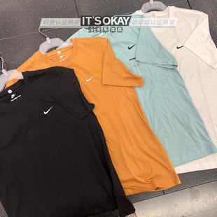 Nike耐克男子刺绣小LOGO简约纯棉运动休闲透气圆领短袖T恤BV0508