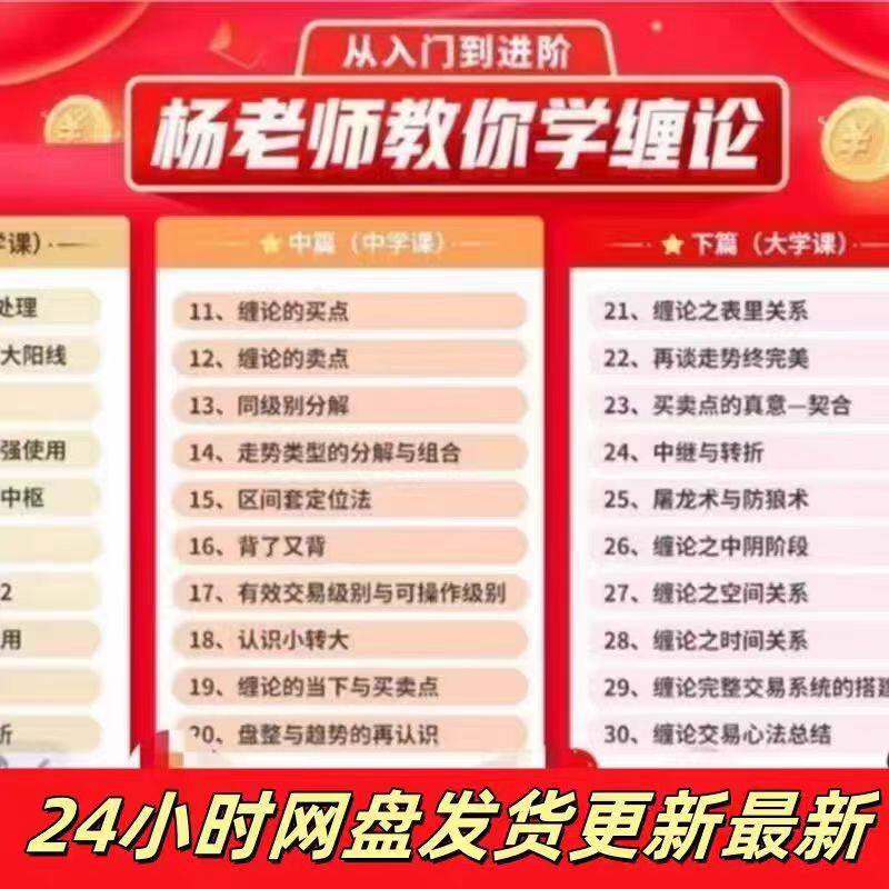 杨老师教你学缠论从入门到进阶课程上中下送指标A神缠论六脉神剑