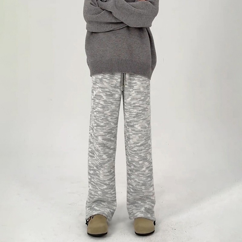 马海毛糯米裤男款秋冬加绒小香风裤子软糯慵懒风宽松阔腿休闲卫裤