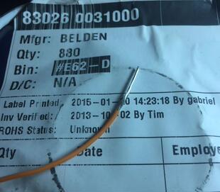 美国百通 特富龙耐高温线 橙色BELDEN 胆机喇叭音响专用镀银线
