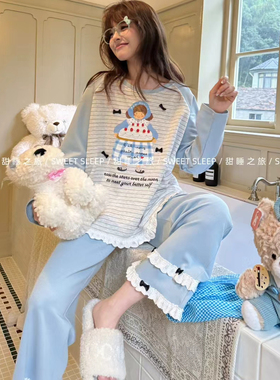 Gill Aimar小熊家2025秋季新款长袖纯棉睡衣女卡通家居服蛋糕女孩