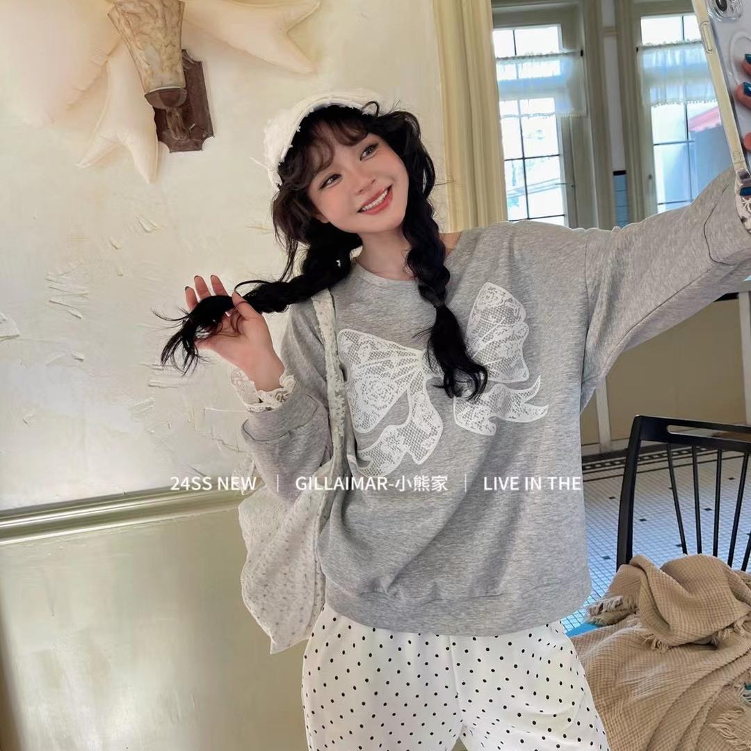 蝴蝶结波点长袖家居服GillAimar