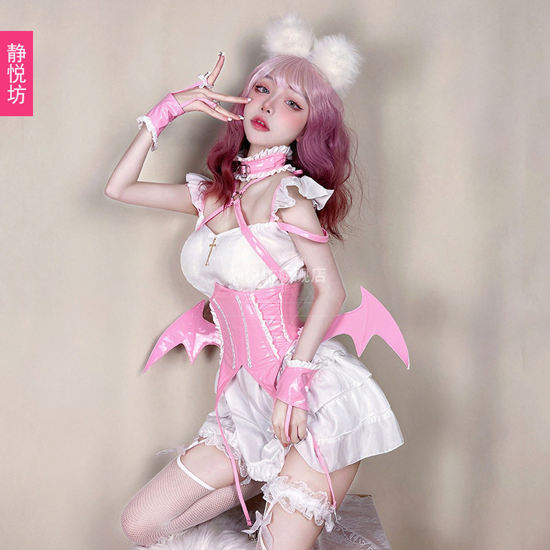 万圣节服装粉色女仆装性感小恶魔女佣制服诱惑cos蝙蝠装角色扮演