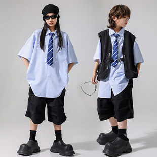 少儿街舞嘻哈套装时尚帅气孩童爵士舞练功服儿童hiphop演出服迷彩