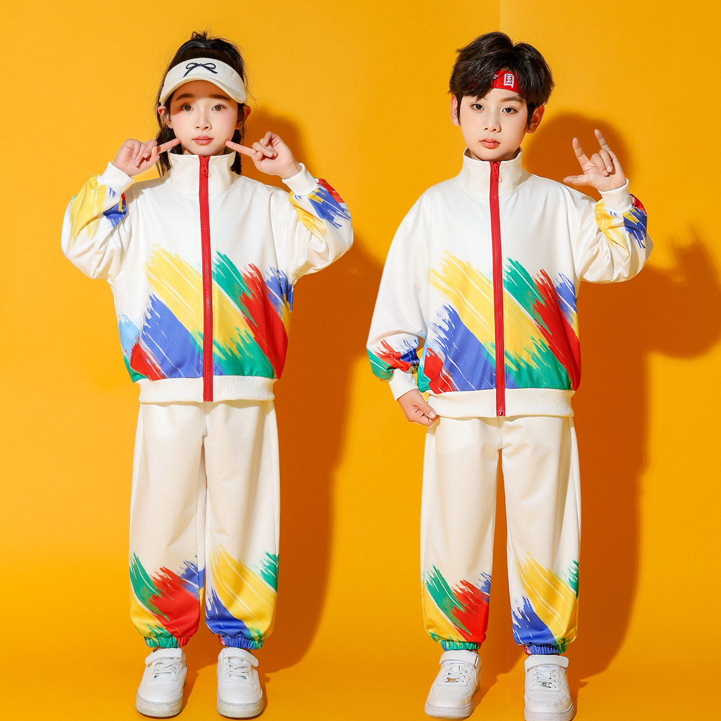 小学生运动会开幕式彩虹班服方队团体校运会服装儿童啦啦队演出服