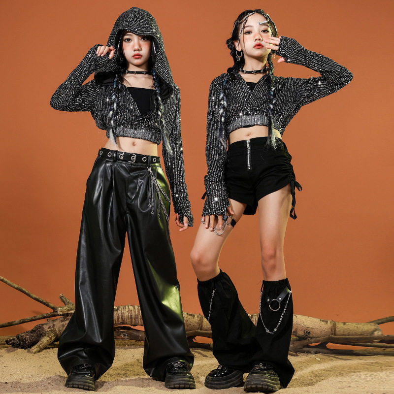 少儿爵士舞服装露脐女童黑银亮片走秀jazz舞蹈服儿童街舞演出服女,童装/婴儿装/亲子装,儿童演出服,淘宝优惠券,粉丝福利购,淘宝优惠卷
