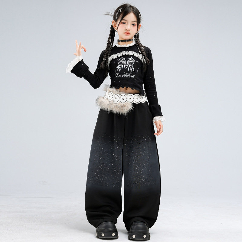 儿童爵士舞服装时髦闪钻女童舞蹈服jazz露脐女孩蝴蝶结街舞表演服,童装/婴儿装/亲子装,儿童演出服,淘宝优惠券,粉丝福利购,淘宝优惠卷