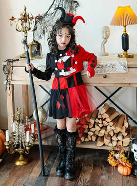 万圣节儿童服装马戏团小丑装搞怪装扮cos连衣裙表演服狂欢节服装