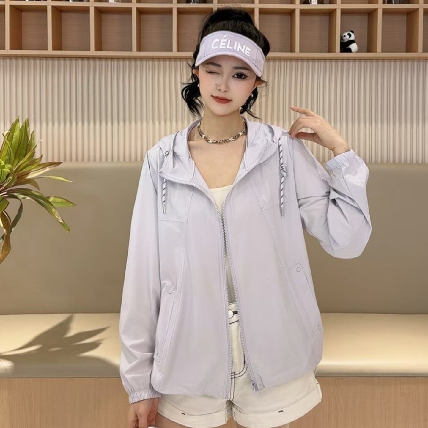 家家旺8802款轻薄连帽防晒衣女夏季透气户外防紫外线学生凉感外套