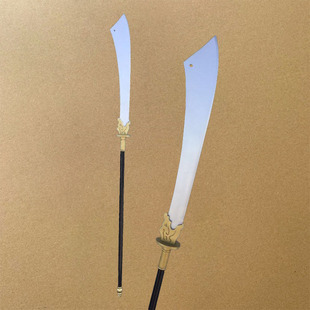 木质复古仿真刀剑表演晨练朴刀斩马刃短柄长刀cos舞台摄影道玩具