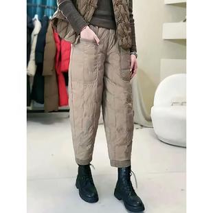 女防风保暖外穿轻薄宽松休闲束脚加厚女士夹棉裤 秋冬2025新款 棉裤