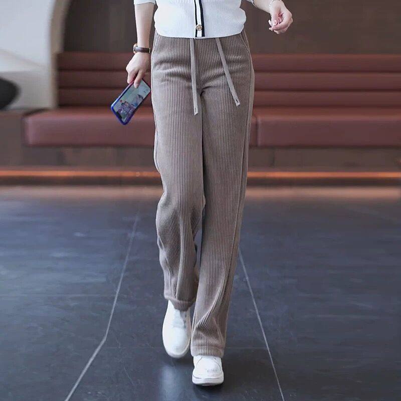 阔腿裤女秋冬2022新款高腰垂感直筒灯芯条绒休闲春秋加绒加厚裤子,女装/女士精品,休闲裤,淘宝优惠券,粉丝福利购,淘宝优惠卷