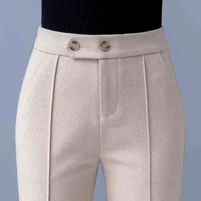 毛呢西装裤女秋冬款高腰显瘦