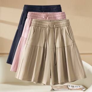 女2026夏季 休闲阔腿五分裤 新款 速干裙裤 高腰宽松薄款 冰丝五分短裤