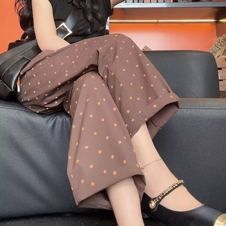 垂感休闲直筒波点阔腿裤