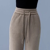 阔腿裤 妈妈裤 2025新款 咖色窄版 女士秋装 雪尼尔高腰宽松大码 休闲裤
