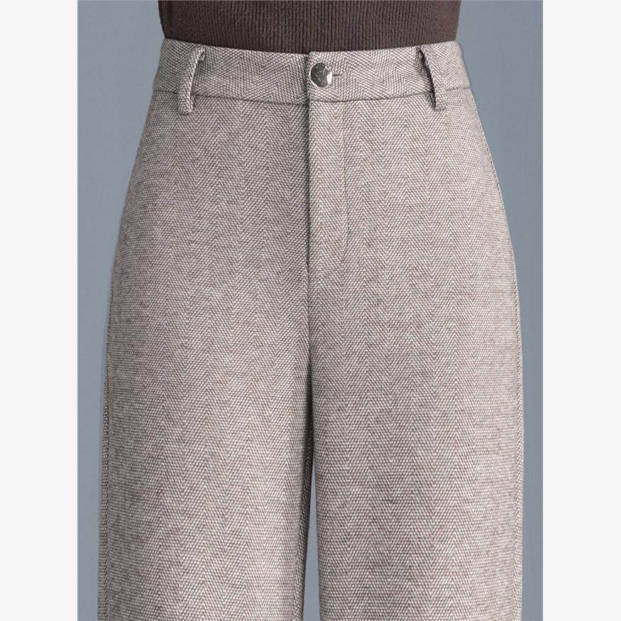 羊绒毛呢裤女2026新款春秋季高腰宽松百搭气质时尚窄版直筒阔腿裤