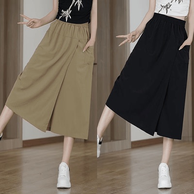 新中式休闲八分裤裙女阔腿裙裤