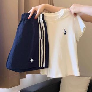 T恤五分短裤 短袖 上衣两件套 女夏季 小个子一整套穿搭休闲运动套装