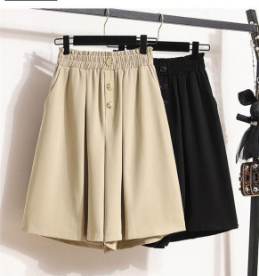 裙女夏季 休闲冰丝中裤 2026新款 a字裙裤 子 高腰宽松爆款 五分阔腿裤