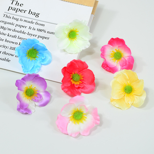 罂粟绢布礼物花盒配饰手工花朵仿真花墙路引插花鞋花草编包装饰