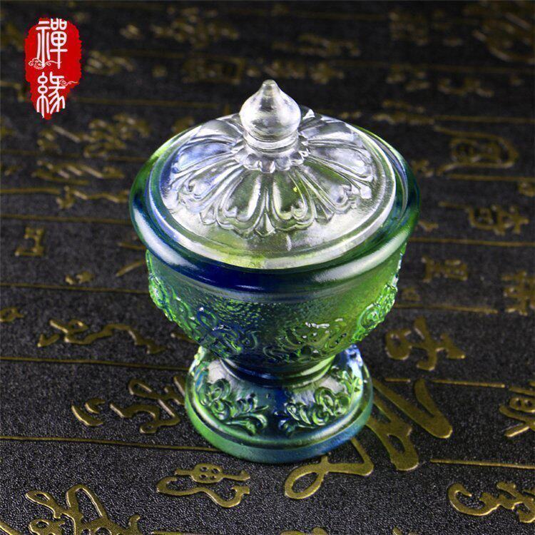 七彩佛堂琉璃琥珀圣水杯