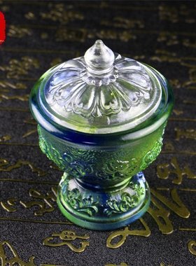 七彩佛堂琉璃琥珀圣水杯