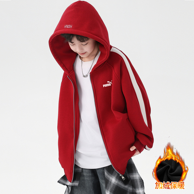 奥莱专柜男童冬加绒连帽卫衣外套