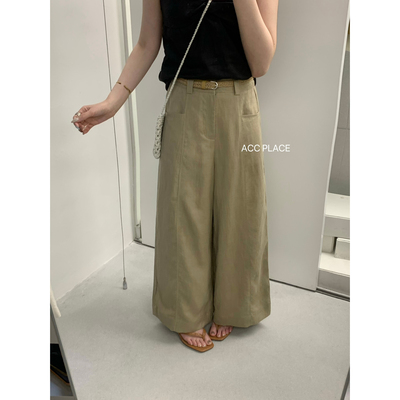 ACC.JD焦点 韩系老钱风百搭休闲显瘦九分阔腿裤休闲裤配腰带3385