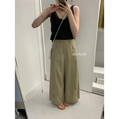 ACC.JD焦点-26夏上新韩系百搭休闲九分阔腿裤休闲裤(配腰带)3385