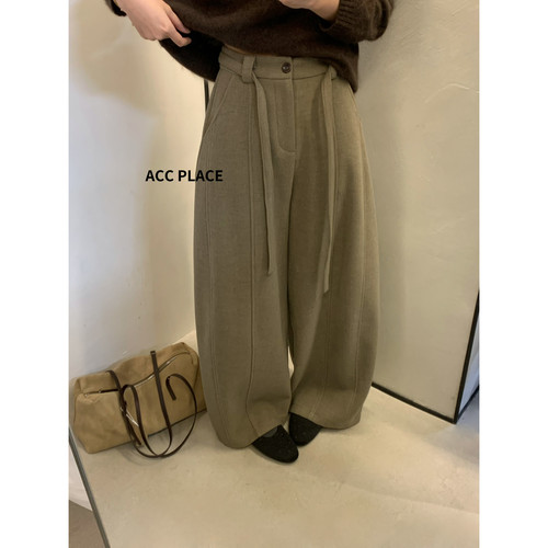ACC PLACE焦点-韩系百搭休闲阔腿裤休闲裤(配腰绳)5303