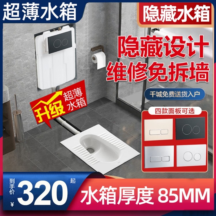 蹲便器隐藏式水箱便池便盆蹲坑式暗藏式入墙式冲水箱