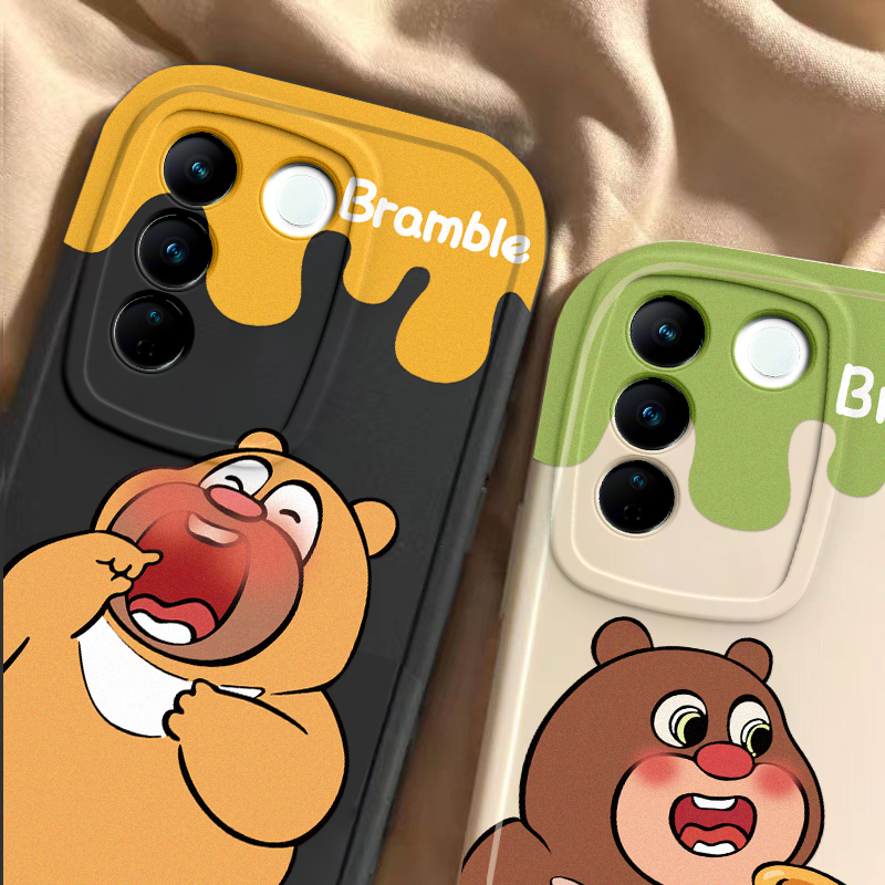 适用于vivos16壳新款S16pro曲屏全包保护套s16e贪吃蜂蜜熊vovos硅胶防摔vivis男女卡通可爱por网红软外壳